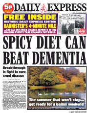 Daily Express (UK) Newspaper Front Page for 26 September 2014