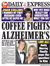Daily Express (UK) Newspaper Front Page for 27 November 2014