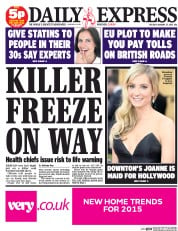 Daily Express (UK) Newspaper Front Page for 27 January 2015