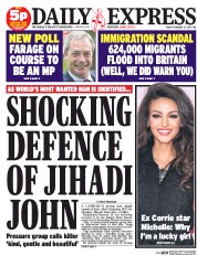 Daily Express (UK) Newspaper Front Page for 27 February 2015