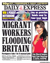 Daily Express (UK) Newspaper Front Page for 27 May 2011