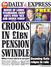Daily Express Newspaper Front Page (UK) for 27 July 2015