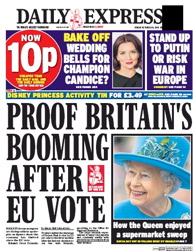 Daily Express Newspaper Front Page (UK) for 28 October 2016