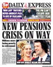 Daily Express (UK) Newspaper Front Page for 28 December 2012