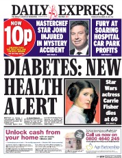 Daily Express (UK) Newspaper Front Page for 28 December 2016