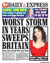 Daily Express (UK) Newspaper Front Page for 28 January 2013