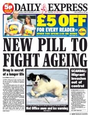 Daily Express (UK) Newspaper Front Page for 28 February 2014