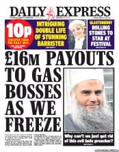 Daily Express (UK) Newspaper Front Page for 28 March 2013