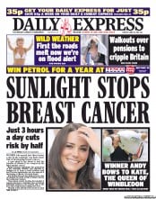 Daily Express Newspaper Front Page (UK) for 28 June 2011