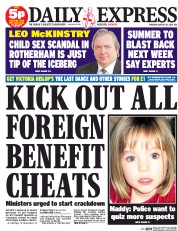 Daily Express (UK) Newspaper Front Page for 28 August 2014
