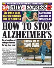 Daily Express (UK) Newspaper Front Page for 29 October 2012