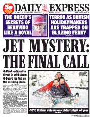 Daily Express (UK) Newspaper Front Page for 29 December 2014