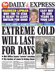 Daily Express Newspaper Front Page (UK) for 29 January 2015