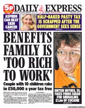 Daily Express (UK) Newspaper Front Page for 29 May 2012