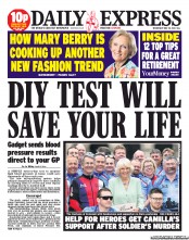 Daily Express Newspaper Front Page (UK) for 29 May 2013