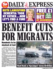Daily Express Newspaper Front Page (UK) for 29 July 2014