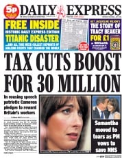 Daily Express Newspaper Front Page (UK) for 2 October 2014