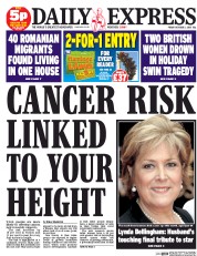 Daily Express (UK) Newspaper Front Page for 2 October 2015