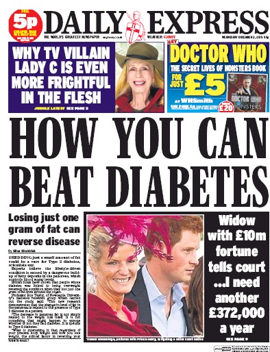 Daily Express Newspaper Front Page (UK) for 2 December 2015