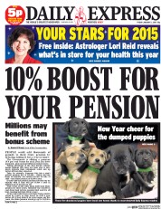 Daily Express (UK) Newspaper Front Page for 2 January 2015