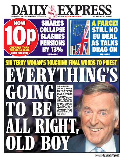 Daily Express Newspaper Front Page (UK) for 2 February 2016
