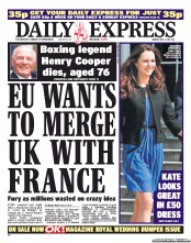 Daily Express (UK) Newspaper Front Page for 2 May 2011