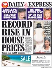 Daily Express Newspaper Front Page (UK) for 2 May 2014