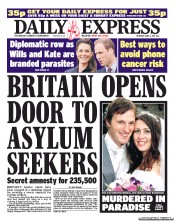 Daily Express (UK) Newspaper Front Page for 2 June 2011