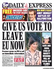 Daily Express (UK) Newspaper Front Page for 2 July 2012