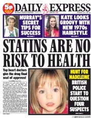 Daily Express Newspaper Front Page (UK) for 2 July 2014