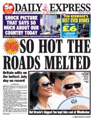 Daily Express (UK) Newspaper Front Page for 2 July 2015