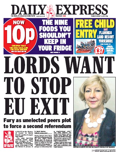 Daily Express Newspaper Front Page (UK) for 2 August 2016