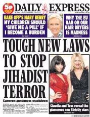 Daily Express (UK) Newspaper Front Page for 2 September 2014