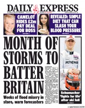 Daily Express Newspaper Front Page (UK) for 30 December 2013