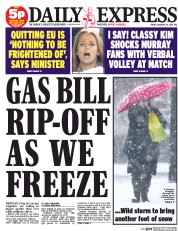 Daily Express Newspaper Front Page (UK) for 30 January 2015