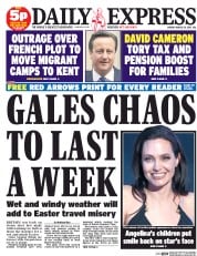 Daily Express Newspaper Front Page (UK) for 30 March 2015