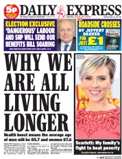 Daily Express (UK) Newspaper Front Page for 30 April 2015