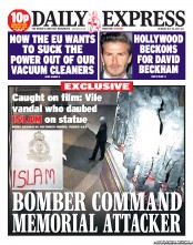 Daily Express Newspaper Front Page (UK) for 30 May 2013