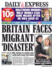 Daily Express (UK) Newspaper Front Page for 30 August 2016