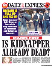Daily Express (UK) Newspaper Front Page for 31 October 2013