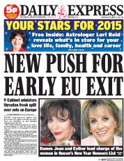 Daily Express (UK) Newspaper Front Page for 31 December 2014
