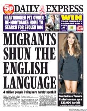 Daily Express Newspaper Front Page (UK) for 31 January 2013
