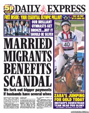 Daily Express Newspaper Front Page (UK) for 31 July 2012