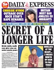 Daily Express Newspaper Front Page (UK) for 31 August 2015
