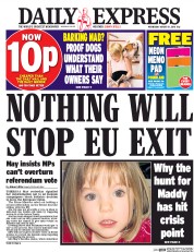 Daily Express (UK) Newspaper Front Page for 31 August 2016
