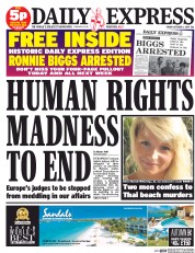 Daily Express Newspaper Front Page (UK) for 3 October 2014