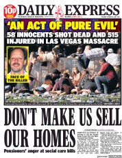 Daily Express (UK) Newspaper Front Page for 3 October 2017