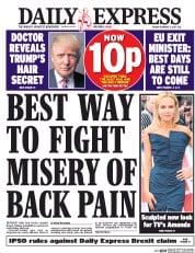 Daily Express (UK) Newspaper Front Page for 3 February 2017