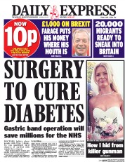 Daily Express (UK) Newspaper Front Page for 3 June 2016