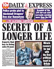 Daily Express (UK) Newspaper Front Page for 3 August 2011